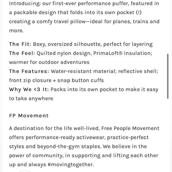 Free People Movement Pippa Packable Puffer Jacket XS NWT - Picture 2 of 11